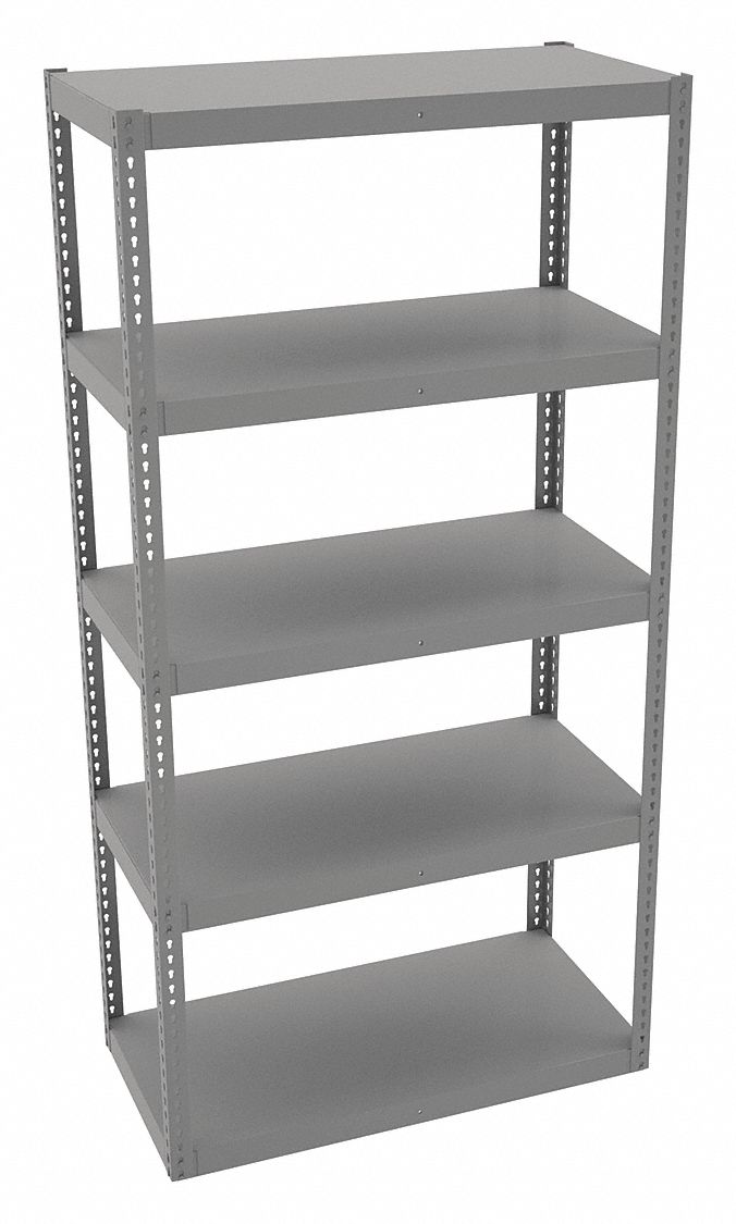 Boltless Shelving: Standalone, Extra-Heavy-Duty, 48 in x 24 in, 96 in Overall Ht, 5 Shelves