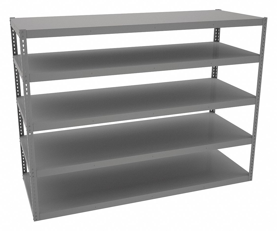 Boltless Shelving: Standalone, Extra-Heavy-Duty, 96 in x 36 in, 72 in Overall Ht, 5 Shelves