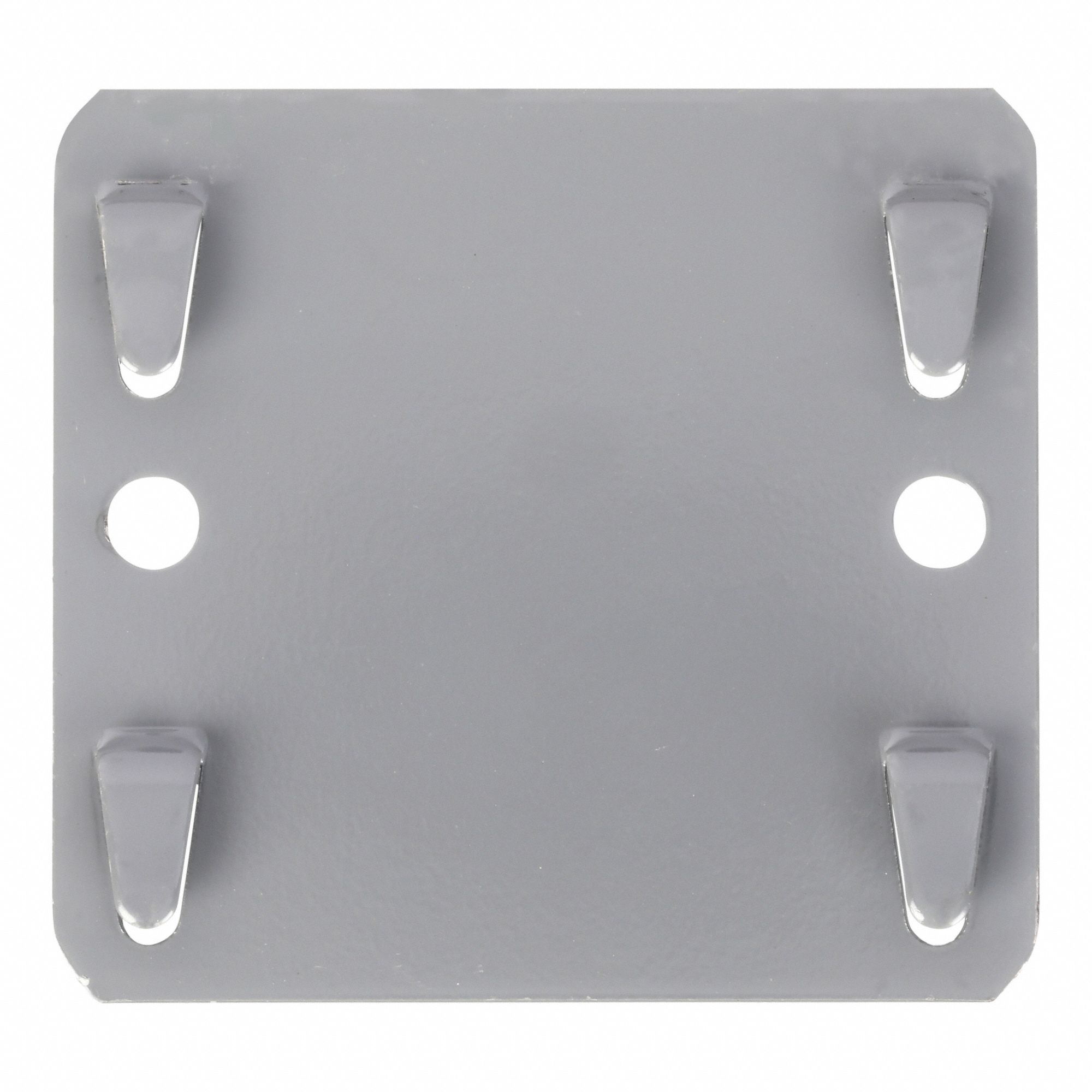 Tie Plate: 3 in x 2 3/4 in, Gray, Steel, Painted