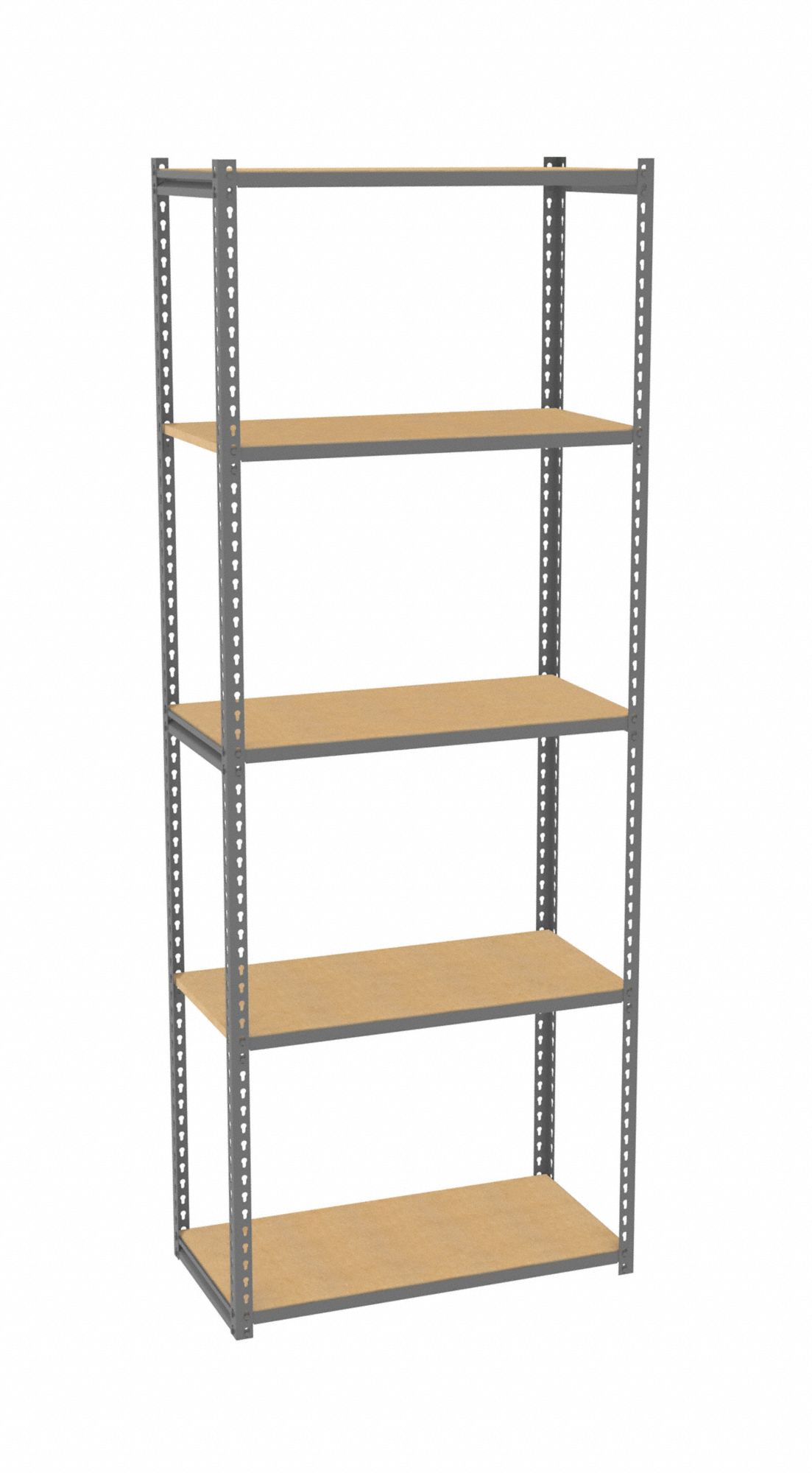 Boltless Shelving: Starter, Light-Duty, 36 in x 18 in, 96 in Overall Ht, 5 Shelves, Open