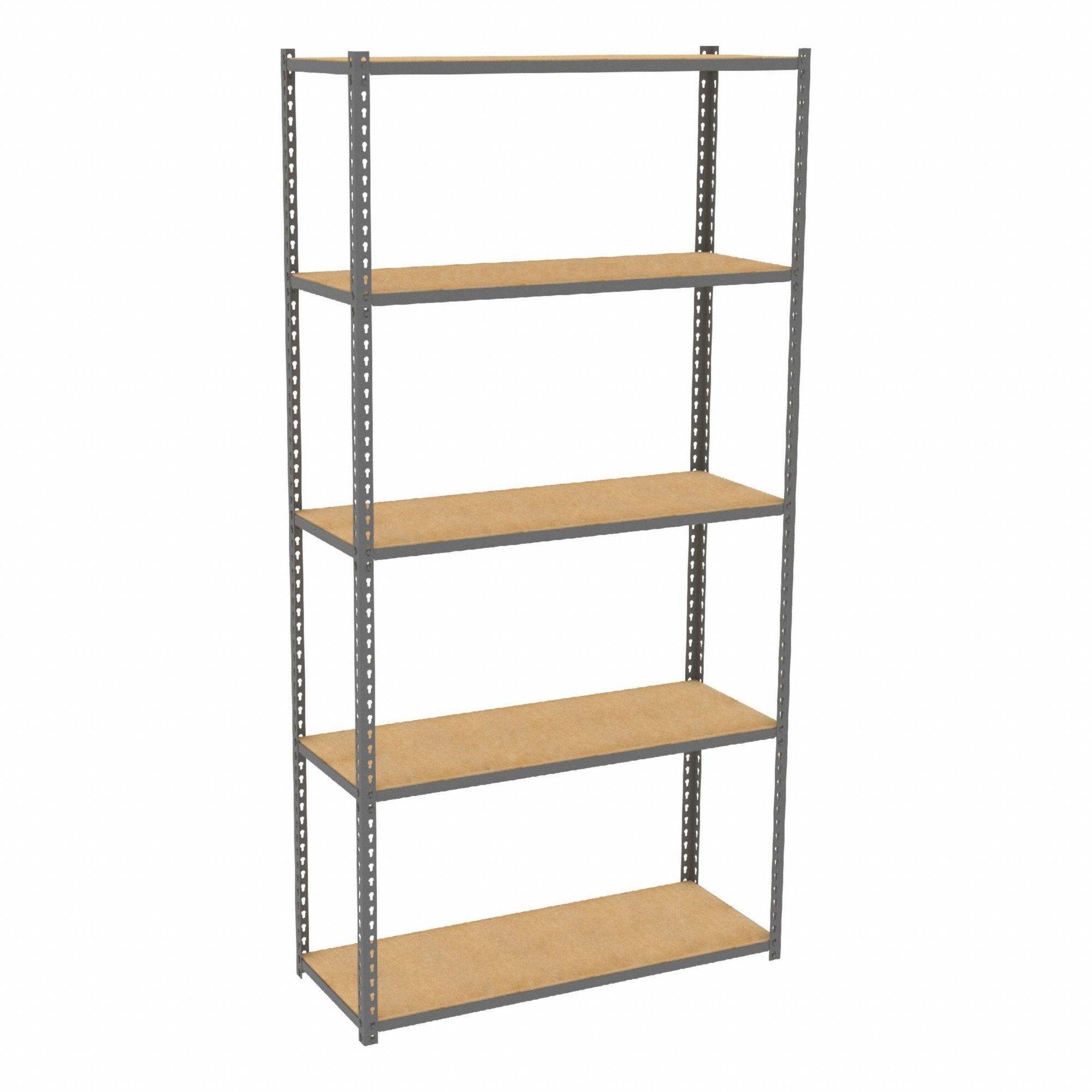 Boltless Shelving: Starter, Light-Duty, 48 in x 18 in, 96 in Overall Ht, 5 Shelves, Open
