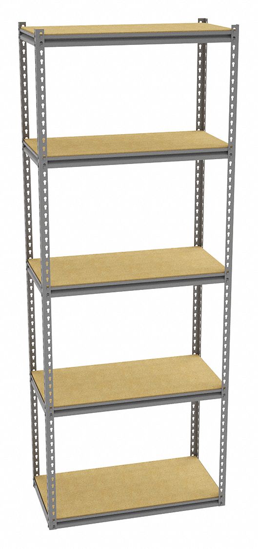 Boltless Shelving: Starter, Medium-Duty, 36 in x 18 in, 96 in Overall Ht, 5 Shelves, Open