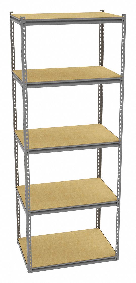 Boltless Shelving: Starter, Medium-Duty, 36 in x 24 in, 96 in Overall Ht, 5 Shelves, Open