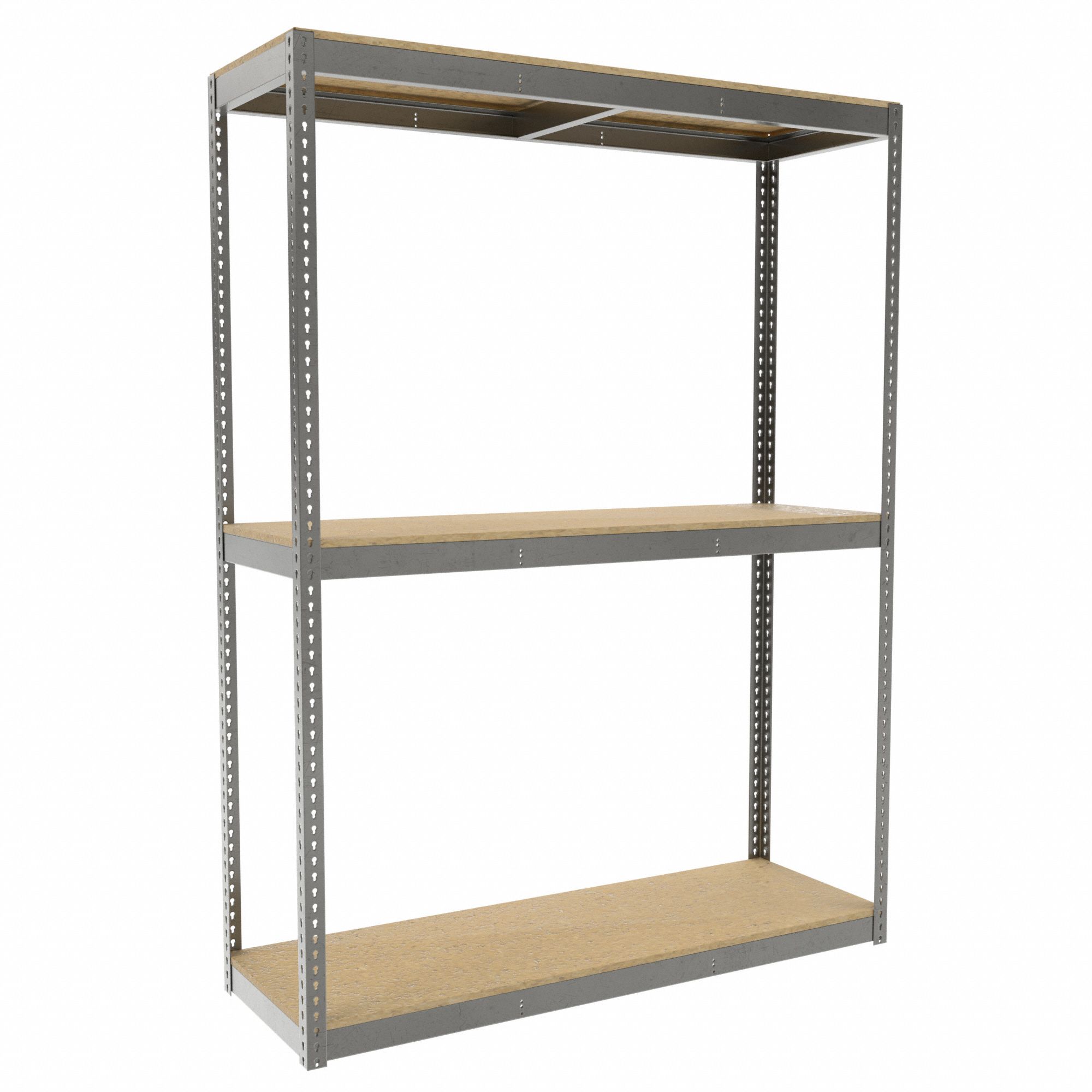 Boltless Shelving: Starter, Heavy-Duty, 72 in x 24 in, 96 in Overall Ht, 3 Shelves, Open