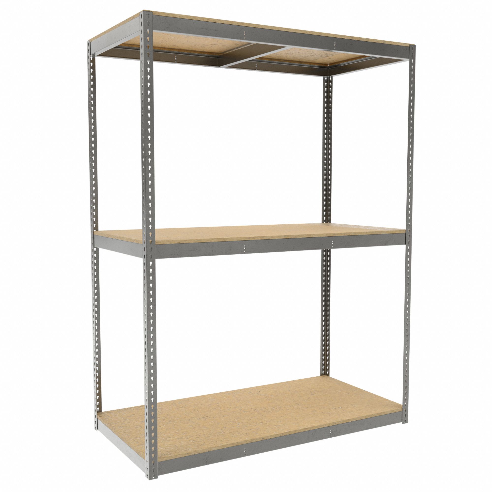 Boltless Shelving: Starter, Heavy-Duty, 72 in x 36 in, 96 in Overall Ht, 3 Shelves, Open