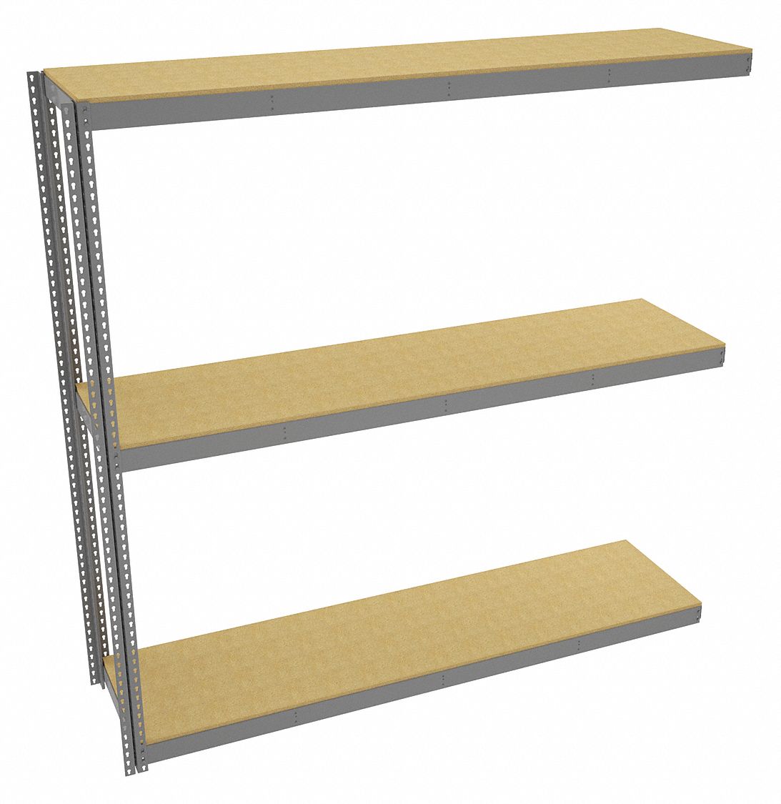 Boltless Shelving: Add-On, Heavy-Duty, 96 in x 24 in, 96 in Overall Ht, 3 Shelves