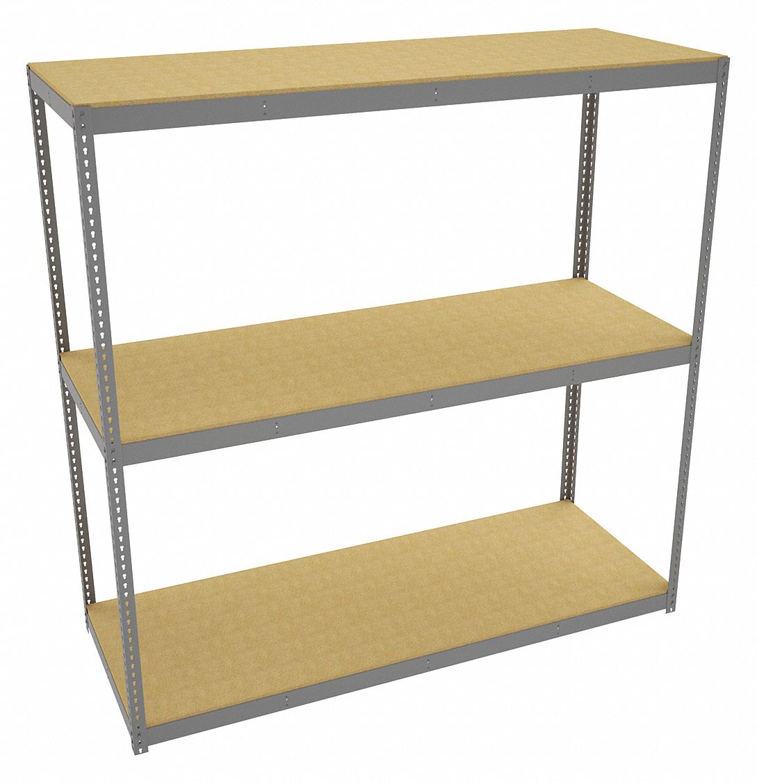 Boltless Shelving: Starter, Heavy-Duty, 96 in x 36 in, 96 in Overall Ht, 3 Shelves, Open