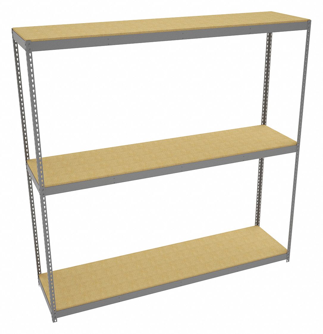Boltless Shelving: Starter, Heavy-Duty, 96 in x 24 in, 96 in Overall Ht, 3 Shelves, Open