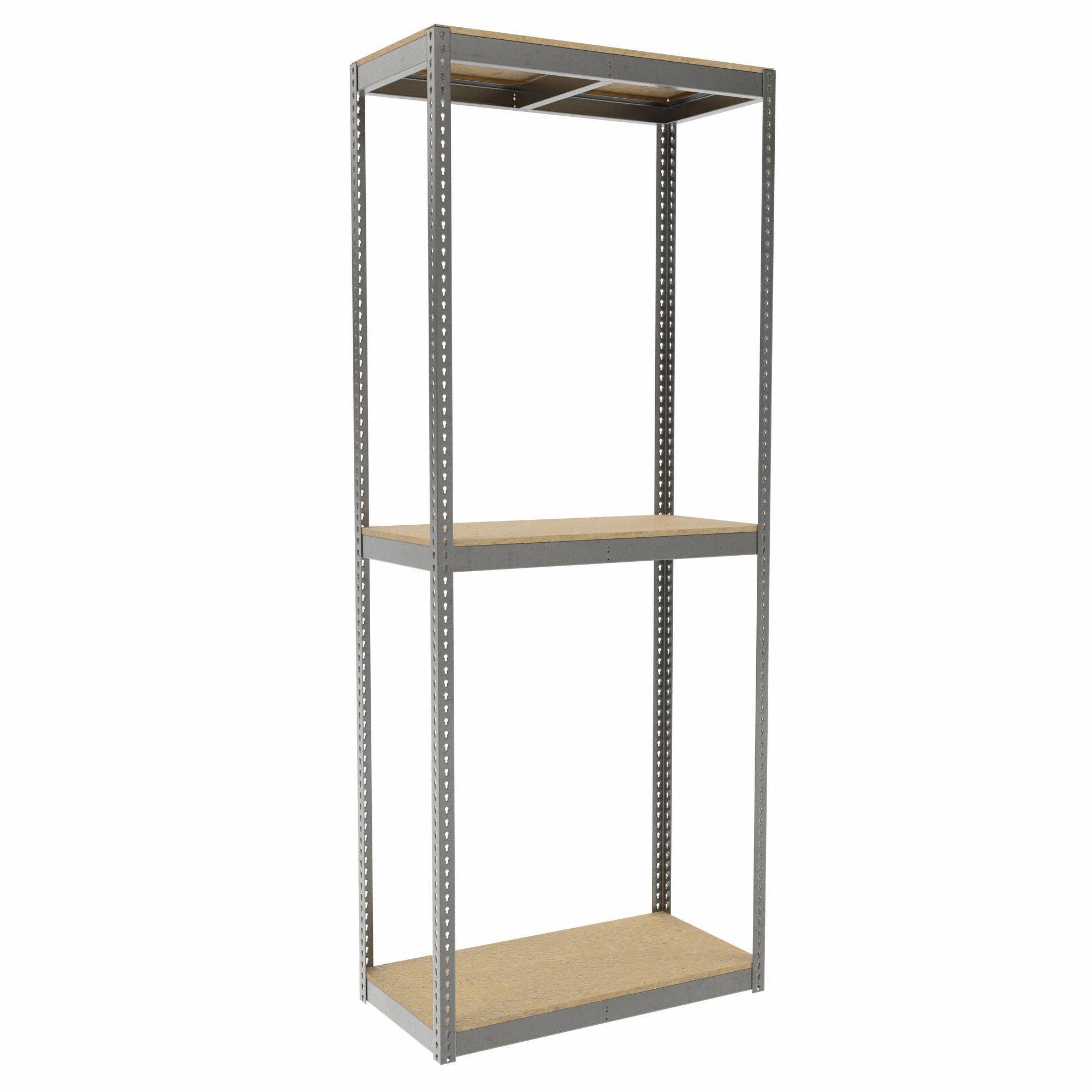 Boltless Shelving: Starter, Heavy-Duty, 48 in x 24 in, 120 in Overall Ht, 3 Shelves, Open