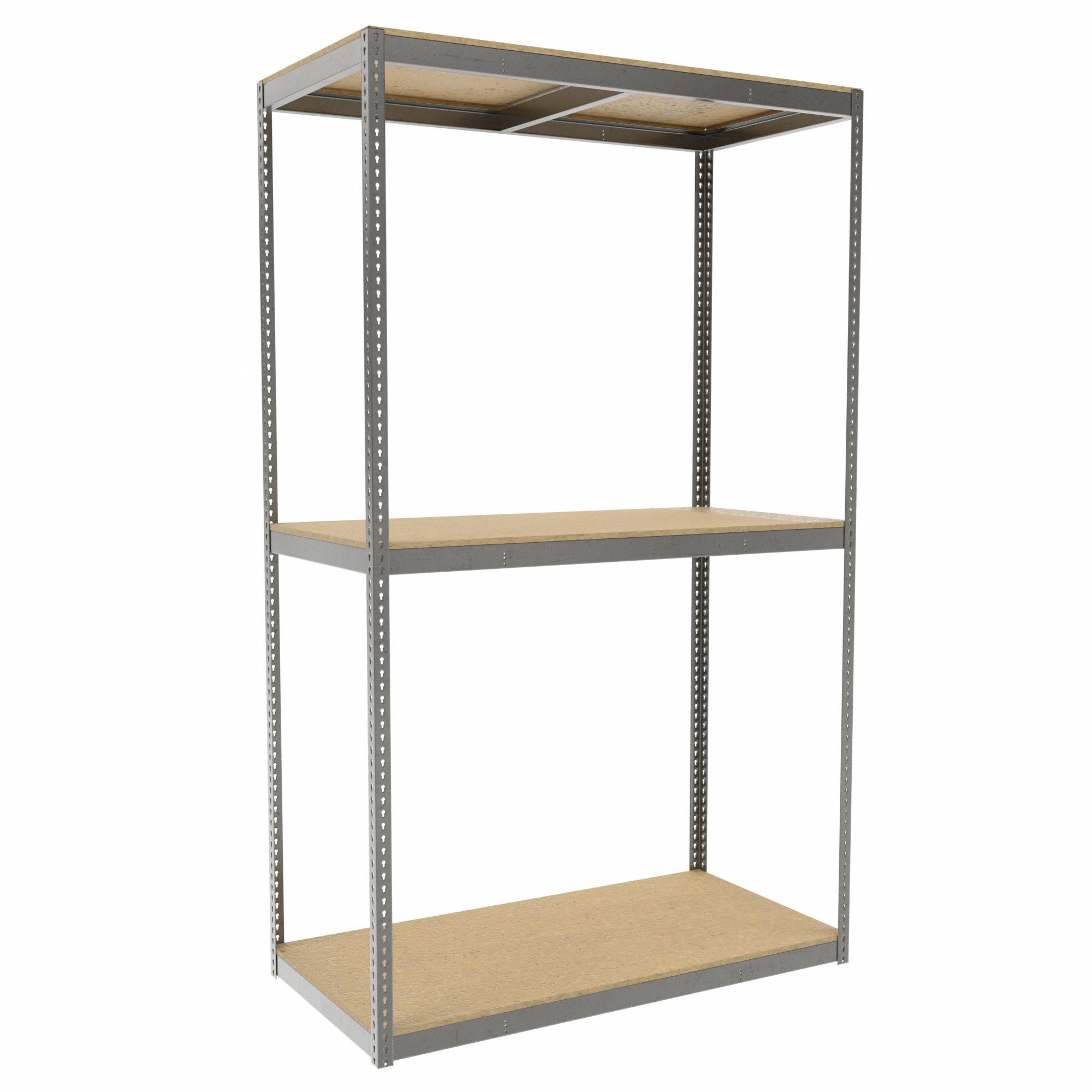 Boltless Shelving: Starter, Heavy-Duty, 72 in x 36 in, 120 in Overall Ht, 3 Shelves, Open