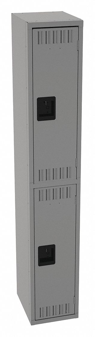 Wardrobe Locker: 12 in x 15 in x 72 in, Louvered, 2 Tiers, 1 Units Wide, Padlock Hasp, Steel