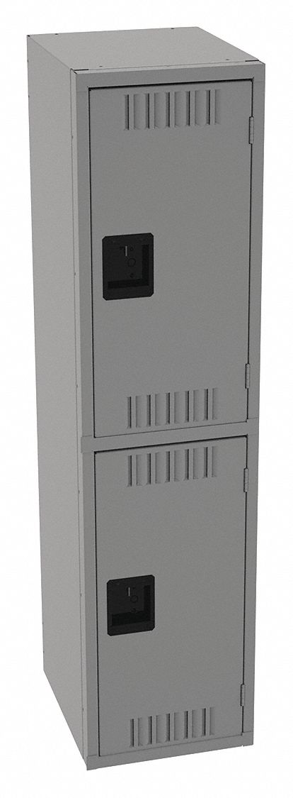 Wardrobe Locker: 15 in x 18 in x 60 in, Louvered, 2 Tiers, 1 Units Wide, Padlock Hasp, Steel