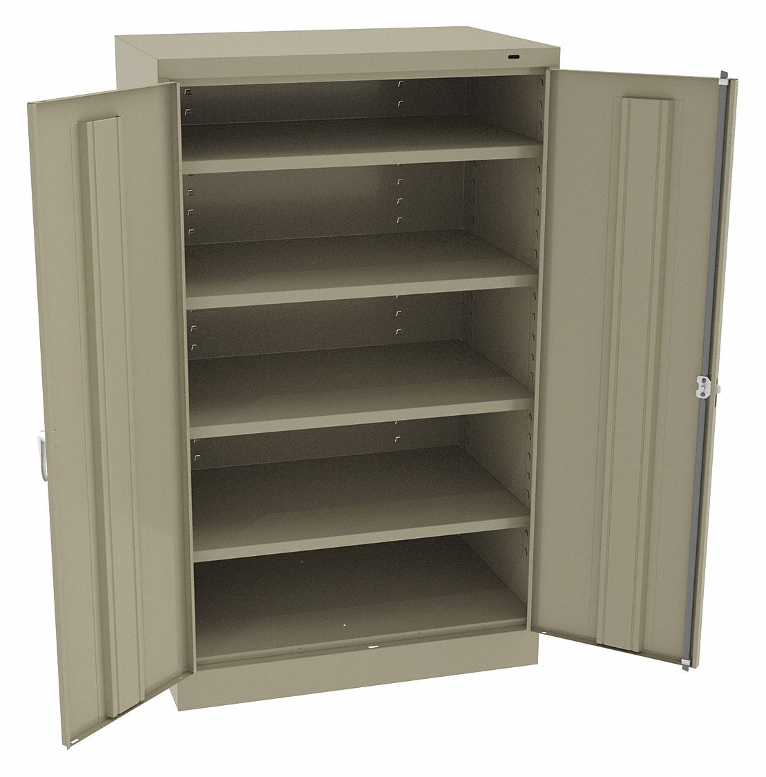 Storage Cabinet: 36 in x 24 in x 60 in, Swing  Handle & Keyed, 24 ga Panel Thick, Frame, Tan