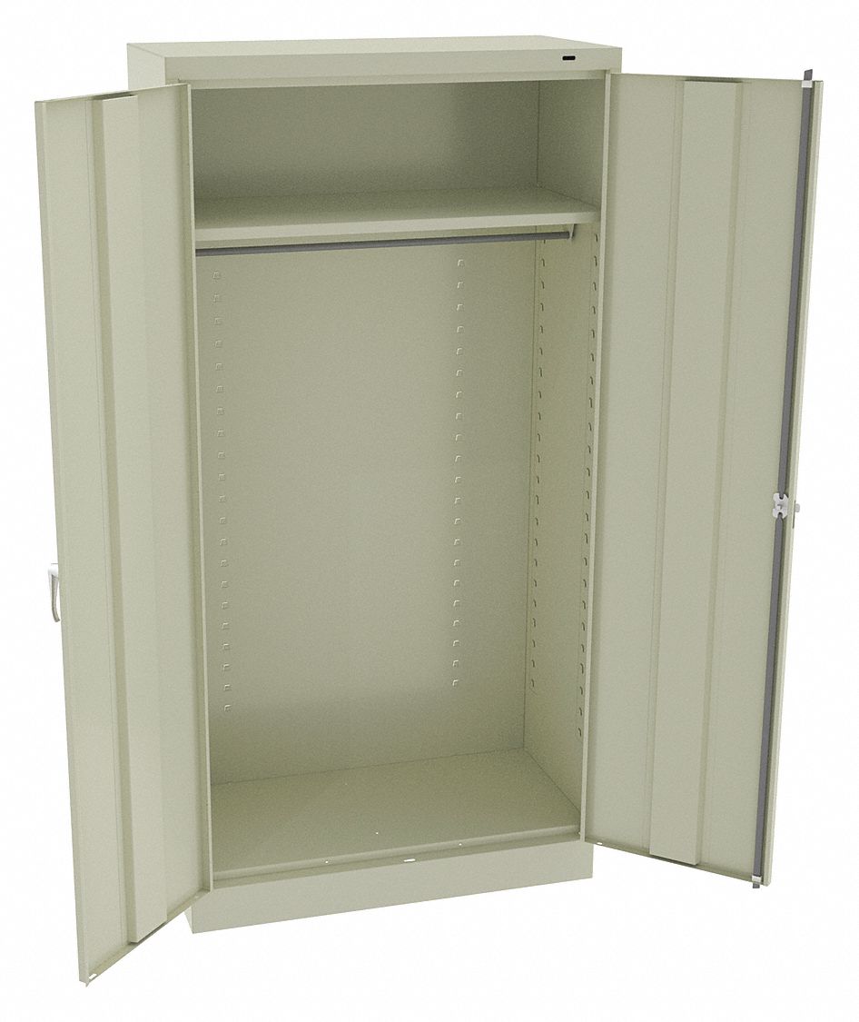 STORAGE CABINET, 36 X 18 X 72 IN, 1 ADJUSTABLE SHELF, SWING HANDLE/KEYED, FRAME, PUTTY