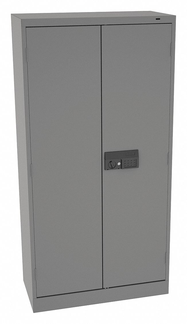 Storage Cabinet: 36 in x 18 in x 72 in, 1 Adj Shelf, Frame, 150 lb Shelf Capacity, Gray