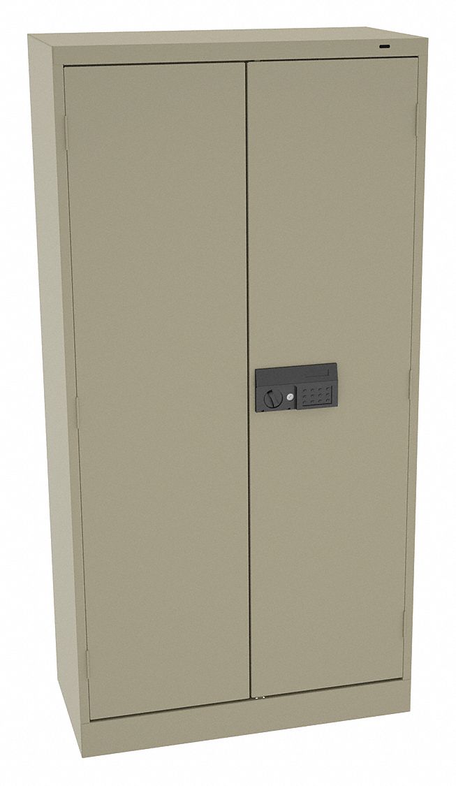 Storage Cabinet: 36 in x 18 in x 72 in, 1 Adj Shelf, Frame, 150 lb Shelf Capacity, Sand, Tan