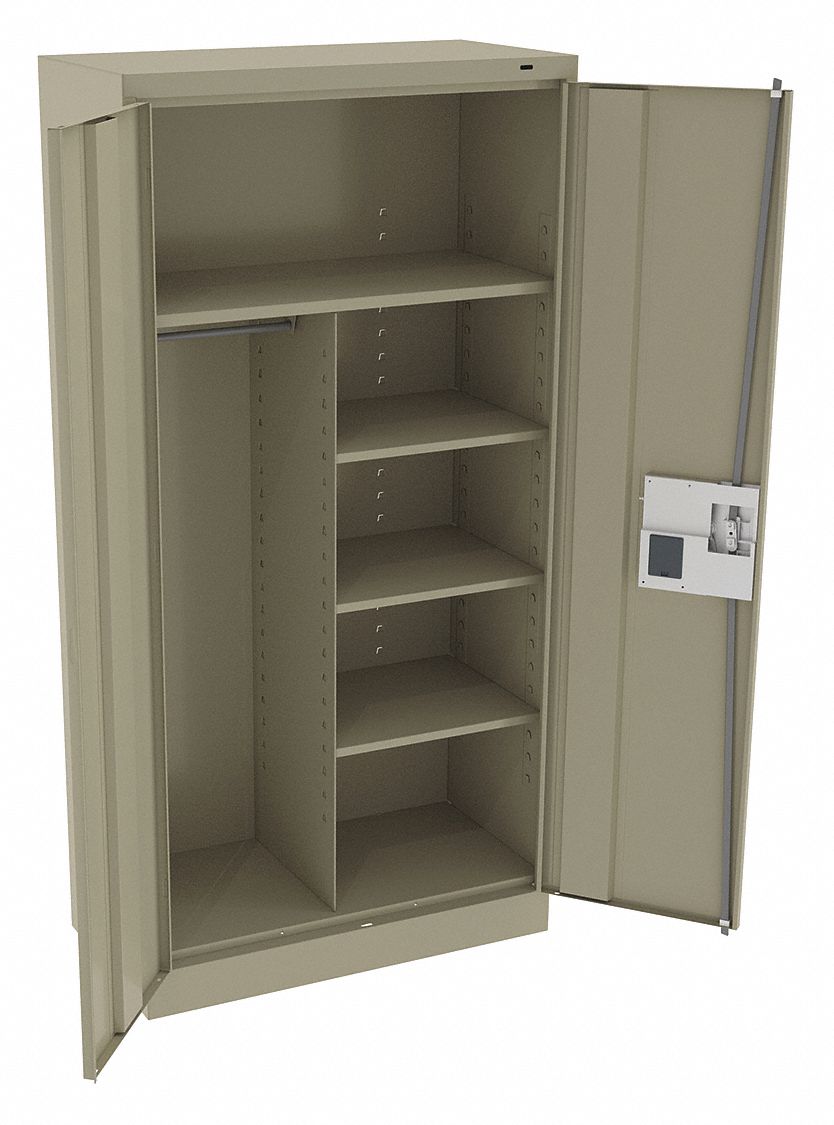 STORAGE CABINET, 36 X 18 X 72 IN, 5 SHELVES, RECESSED PULL HANDLE & ELECTRONIC KEYPAD