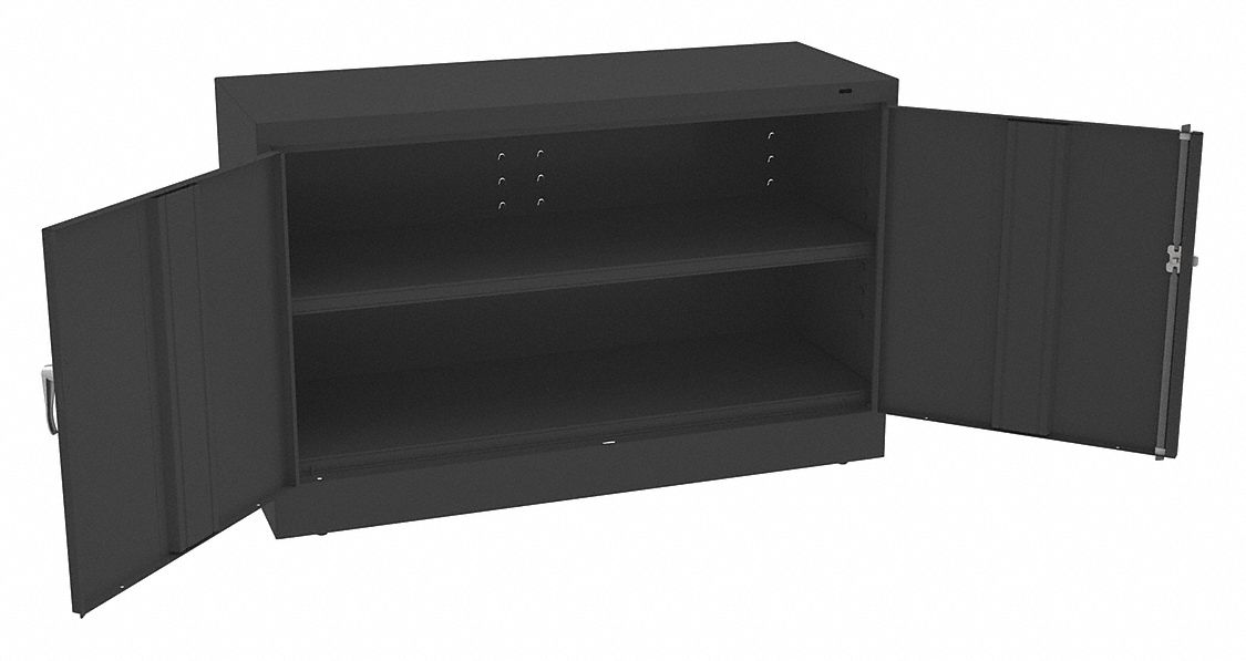 Storage Cabinet: 48 in x 18 in x 30 in, Swing  Handle & Keyed, 20 ga Panel Thick, Leveling