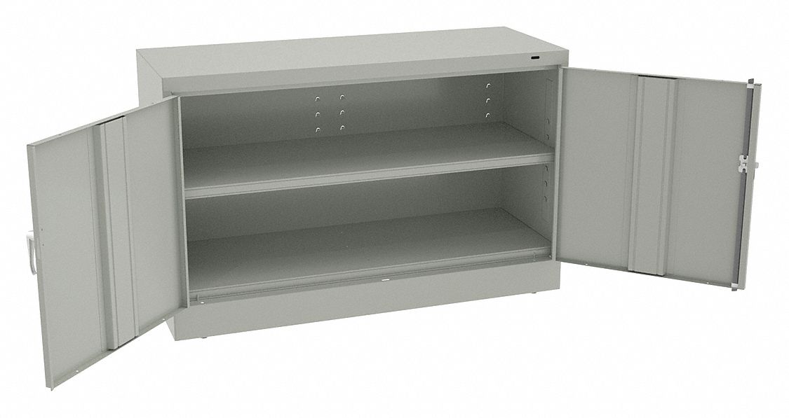 Storage Cabinet: 48 in x 18 in x 30 in, Swing  Handle & Keyed, 20 ga Panel Thick, Leveling