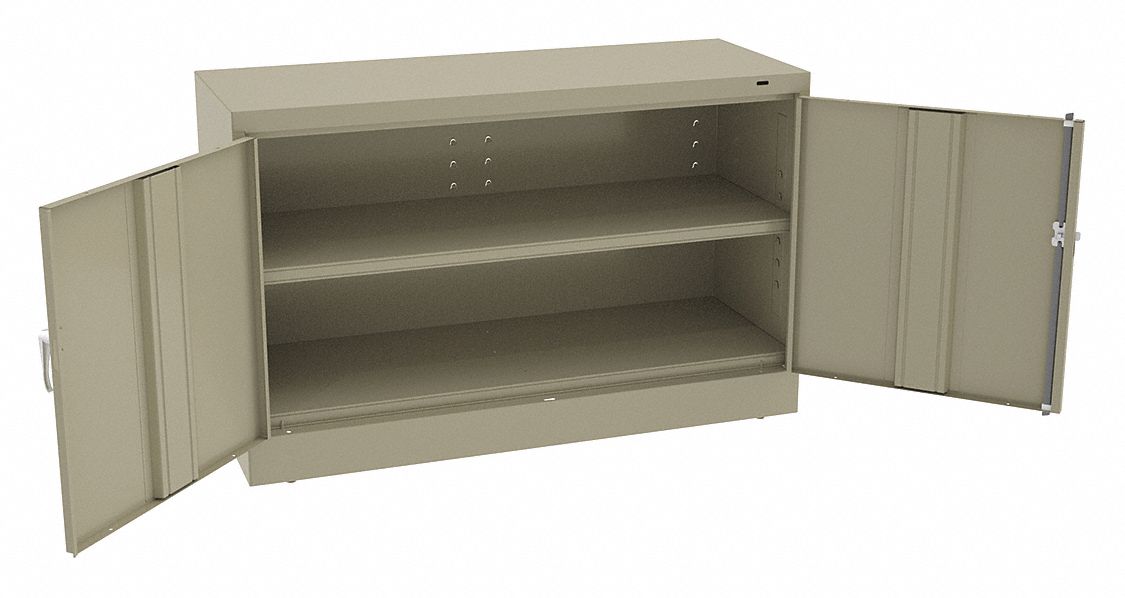 Storage Cabinet: 48 in x 18 in x 30 in, Swing  Handle & Keyed, 20 ga Panel Thick, Leveling