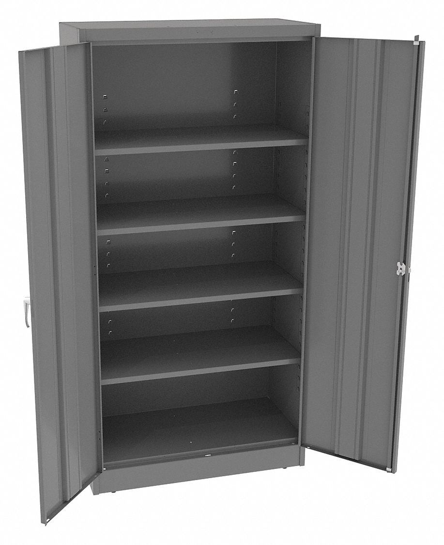 Storage Cabinet: 36 in x 18 in x 72 in, Swing  Handle & Keyed, 22 ga Panel Thick, Frame
