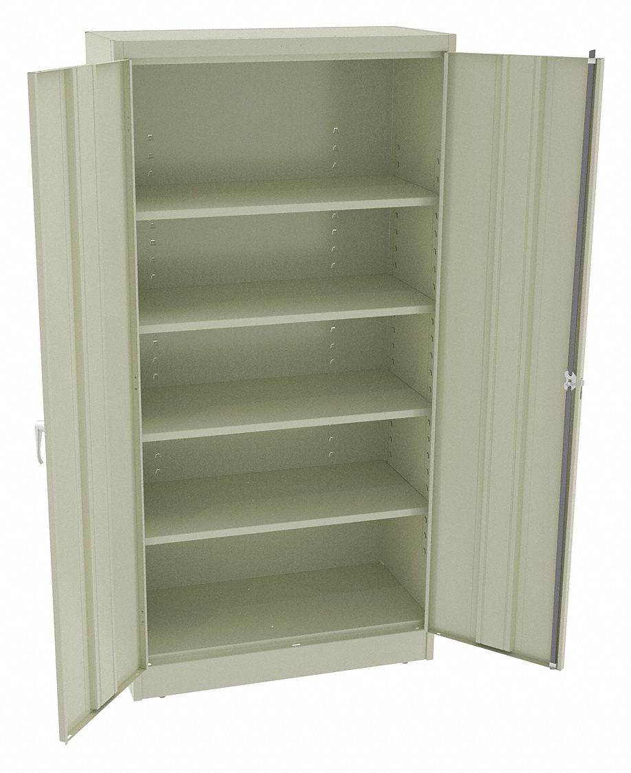 Storage Cabinet: 36 in x 18 in x 72 in, Swing  Handle & Keyed, 22 ga Panel Thick, Frame