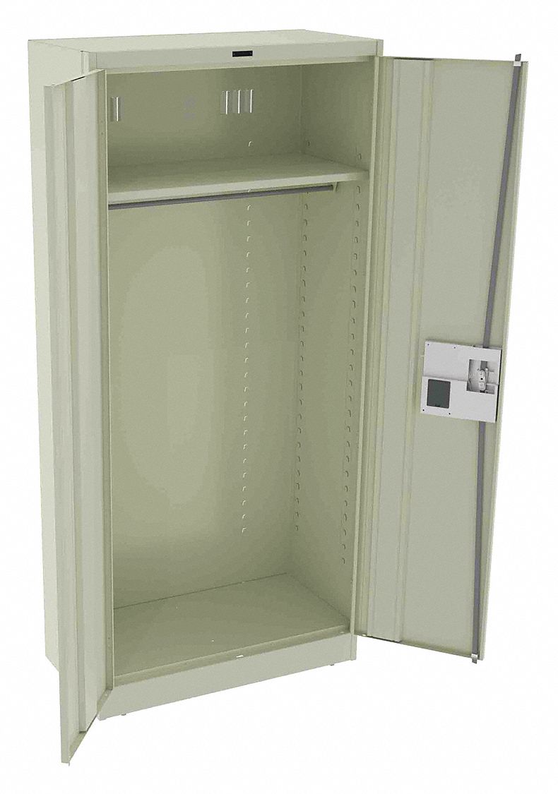 Storage Cabinet: 36 in x 18 in x 78 in, 1 Adj Shelf, Leveling, 150 lb Shelf Capacity, Putty