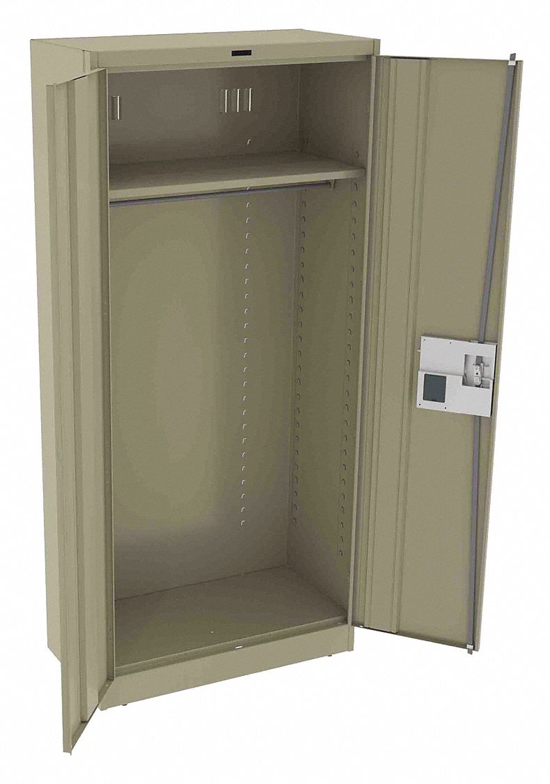 Storage Cabinet: 36 in x 18 in x 78 in, 1 Adj Shelf, Leveling, 150 lb Shelf Capacity, Sand