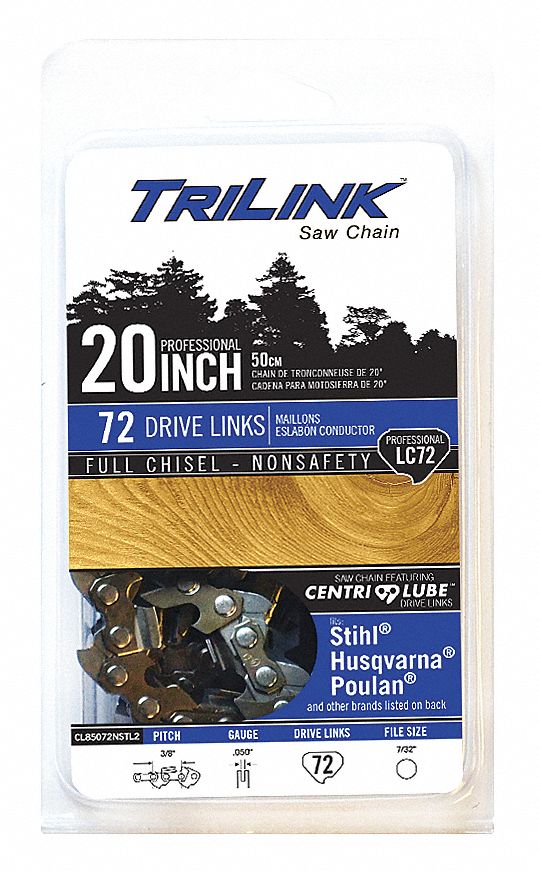 TRILINK, 20 in Compatible Bar Lg, 3/8 in, Chainsaw Chain - 39FY85 ...