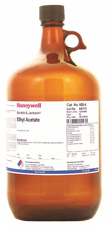 Ethyl Acetate: HPLC, 4 L, 141-78-6, 0.1% Concentration, Solvent, Liquid, Bottle, Glass, 4