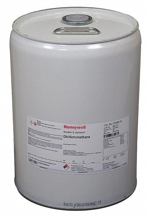 Dichloromethane: ACS, 19 L, 75-09-2, 0.999, Solvent, Liquid, Can, Metal, 18 mo Shelf Life, 1
