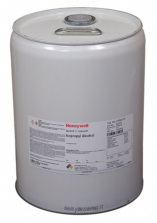 Isopropyl Alcohol: ACS, 19 L, 67-63-0, 0.1% Concentration, Alcohol/Solvent, Liquid, Can, Metal, 1