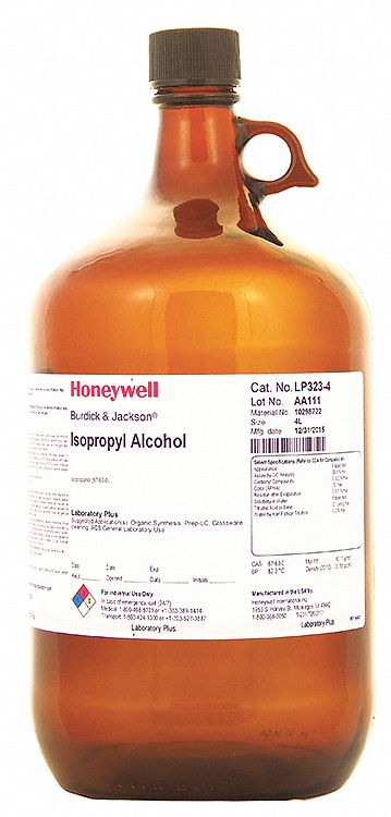 Isopropyl Alcohol: ACS, 4 L, 67-63-0, 70% Concentration, Alcohol/Solvent, Liquid, Bottle, Glass, 4