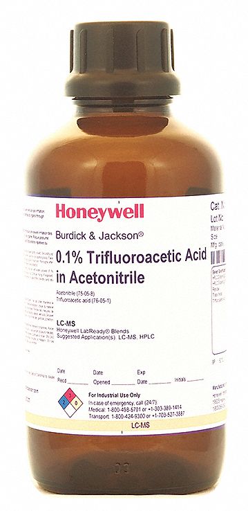 Acetonitrile: HPLC, 1 L, 76-05-1, 0.001, Solvent, Liquid, Bottle, Glass, 12 mo Shelf Life, 6