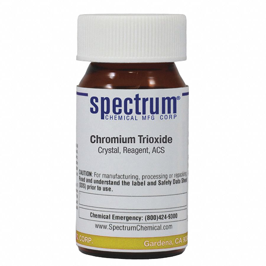 Chromium Trioxide: ACS, 25 g, 1333-82-0, Reagent, Powder, Bottle, Amber Glass, 24 mo Shelf Life, 1