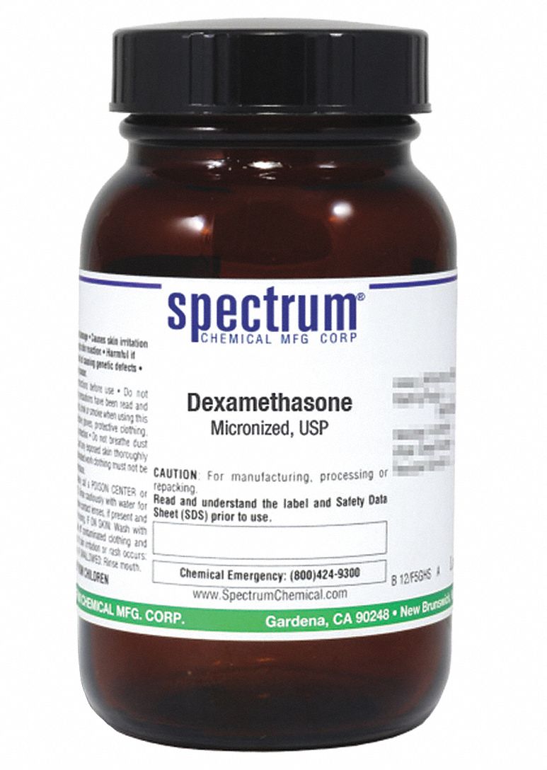 Dexamethasone: USP, 25 g, 50-02-2, Reagent, Powder, Bottle, Amber Glass, 24 mo Shelf Life, 1