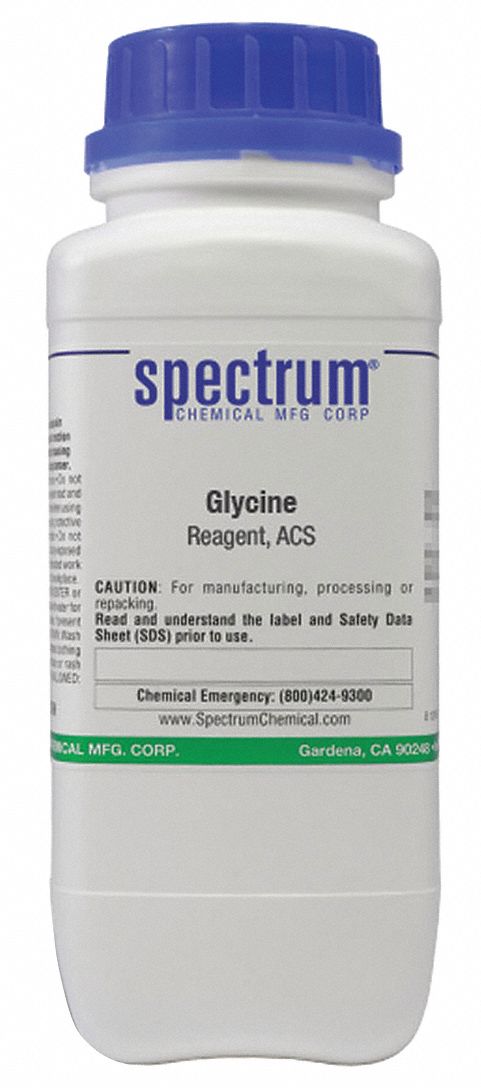 Glycine: ACS, 1 kg, 56-40-6, Reagent, Powder, Bottle, Plastic, 24 mo Shelf Life, 1