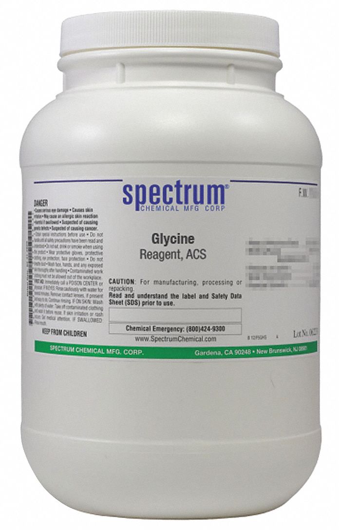 Glycine: ACS, 2.5 kg, 56-40-6, Reagent, Powder, Bottle, Plastic, 24 mo Shelf Life, 1