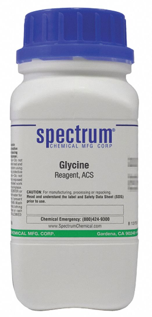 Glycine: ACS, 500 g, 56-40-6, Reagent, Powder, Bottle, Plastic, 24 mo Shelf Life, 1
