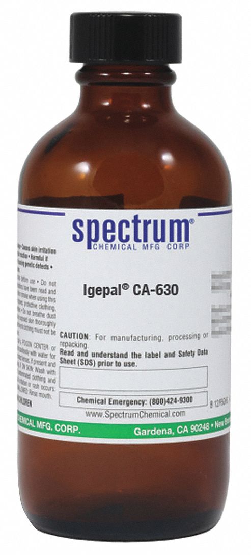 Igepal® CA-630: Lab, 100 mL, 9002-93-1, Reagent, Liquid, Bottle, Amber Glass, 24 mo Shelf Life, 1