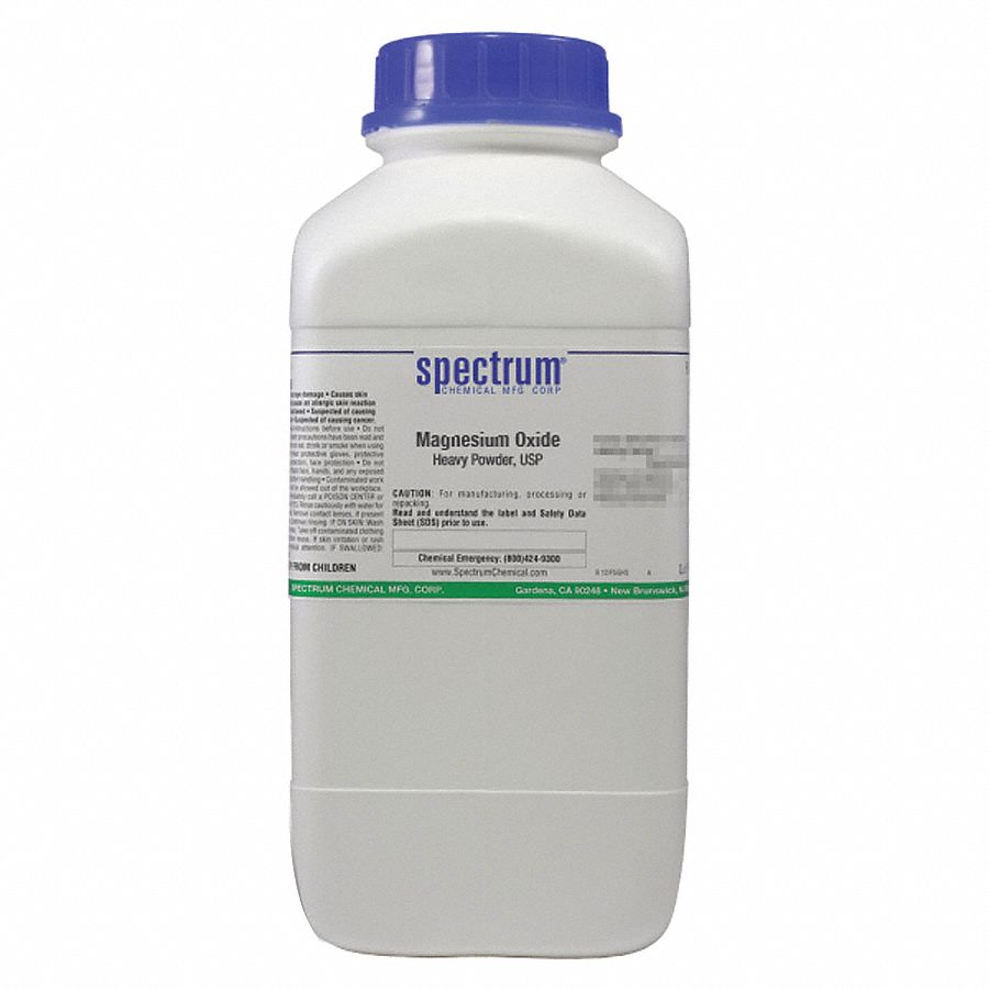 Magnesium Oxide: USP, 2.5 kg, 1309-48-4, Reagent, Powder, Drum, Plastic, 48 mo Shelf Life, 1