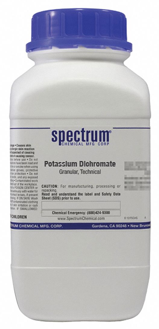 Potassium Dichromate: Lab, 2.5 kg, 7778-50-9, Reagent, Powder, Bottle, Plastic, 24 mo Shelf Life, 1