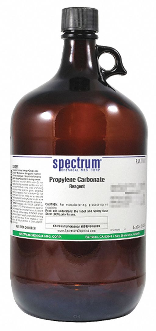 Propylene Carbonate: Lab, 3 kg, 108-32-7, Reagent, Liquid, Bottle, Amber Glass, 24 mo Shelf Life, 1