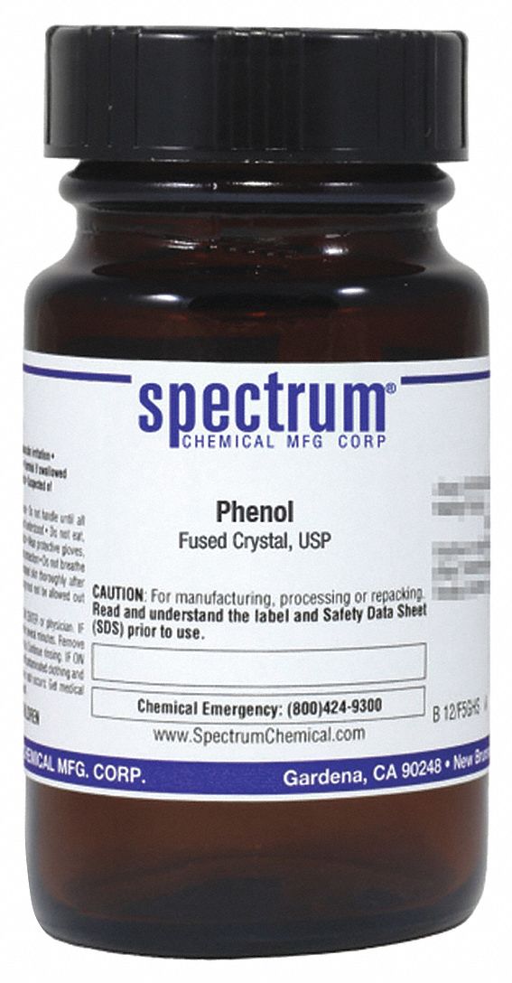 Phenol - Fused Crystal: USP, 25 g, 108-95-2, Reagent, Powder, Bottle, Glass, 36 mo Shelf Life, 1