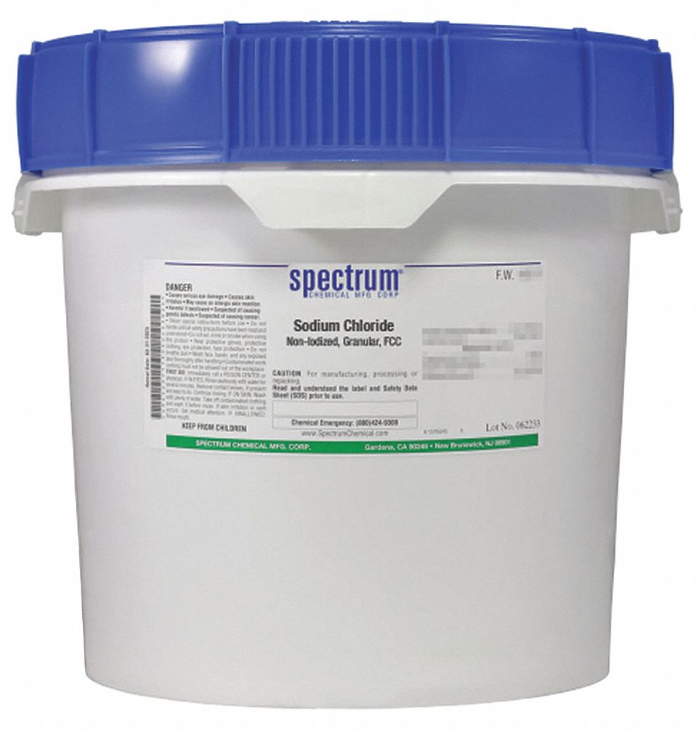 Non-Iodized Sodium Chloride: FCC, 12 kg, 7647-14-5, Reagent, Powder, Bottle, Plastic, 1