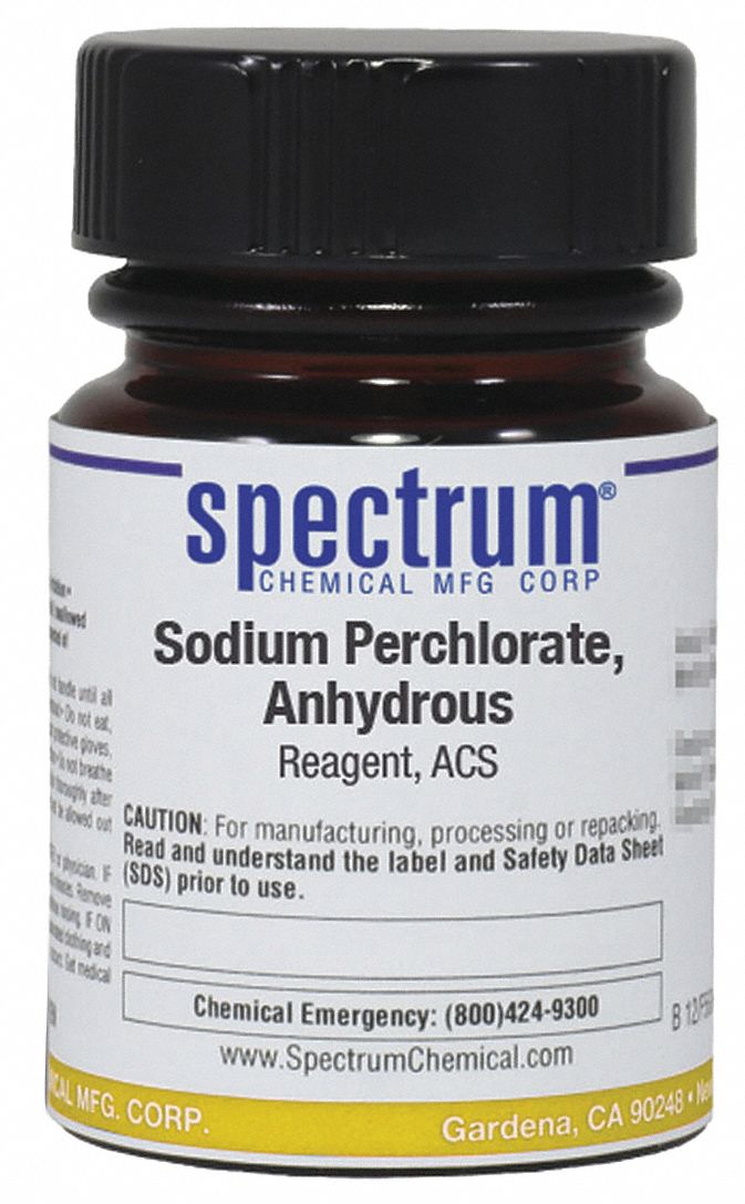 7601890, F.W. 122.44, Sodium Perchlorate, Anhydrous, Reagent, ACS 39G942S137725GM04 Grainger