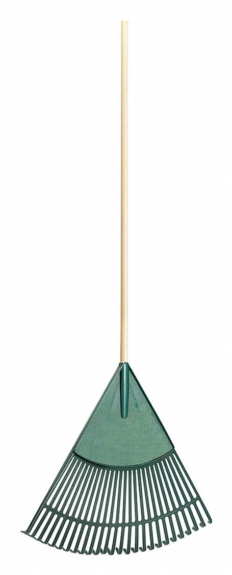 Leaf Rake: Poly, 2 1/2 in Lg of Tines, 24 in Overall Wd of Tines, 26 Tines, Wood