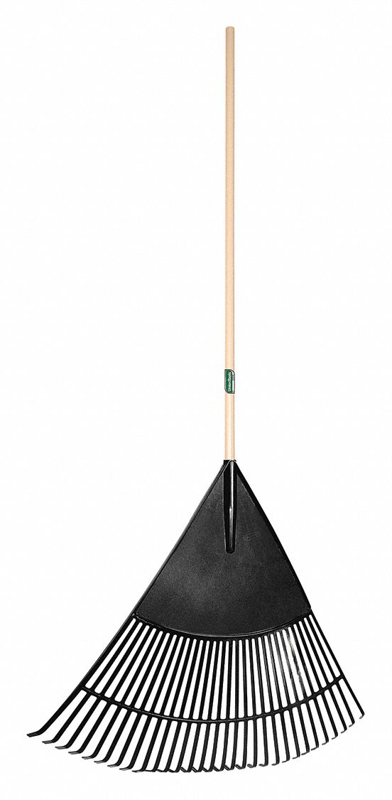 Leaf Rake: Poly, 2 1/2 in Lg of Tines, 30 in Overall Wd of Tines, 30 Tines, Wood