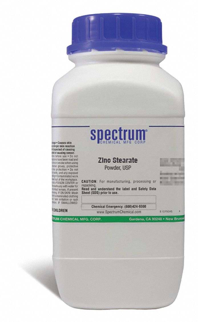 Zinc Stearate, Powder, USP: 557-05-1, Plastic, Bottle, USP, 500 g Chemical  Container Size