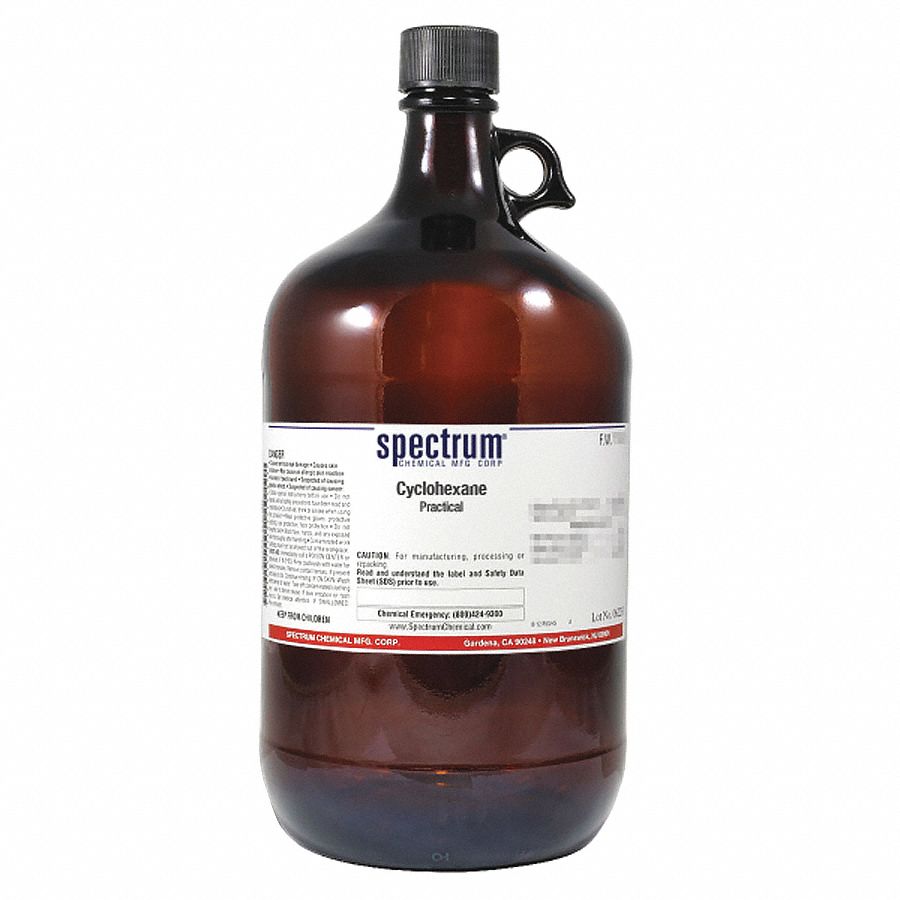 Cyclohexane: Lab, 4 L, 110-82-7, Solvent, Liquid, Bottle, Glass, 24 mo Shelf Life, 1